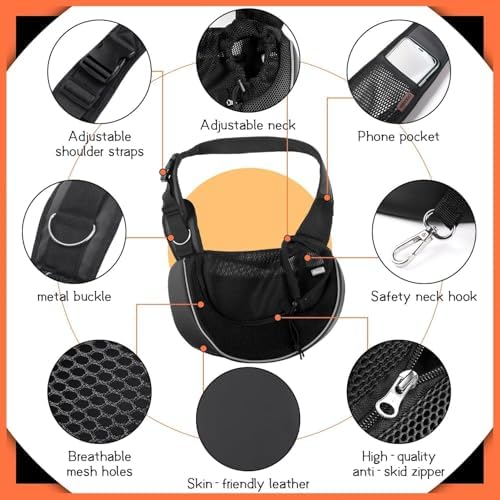 YUDODO Pet Sling Carrier for 5-9 lbs Small Dogs Cat Puppy Crossbody Carrier
