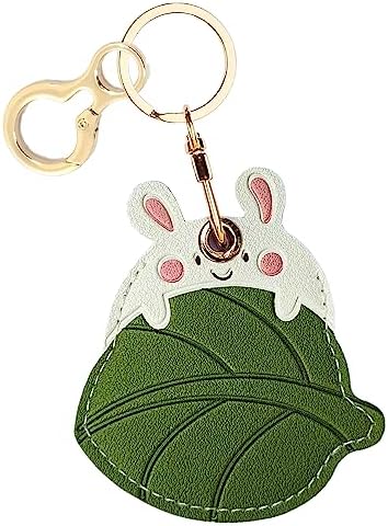 BORKUANA PU Leather Keychain Holder Protective Case Compatible with AirTag