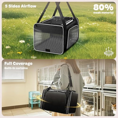 Top and 2 Sides Expandable Cat Carrier 18x11x11 TSA Airline Approved