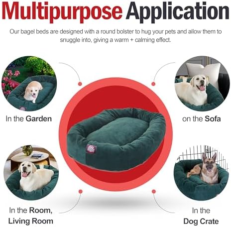 Majestic Pet Micro Velvet Dog Bed, 32 Inch Medium, Round, Washable, Marine