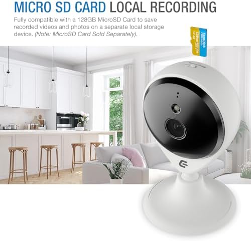 Smart Security Camera Indoor Plug-in Wired, 2 Pack 1080p IP/WiFi Cam for Home Pet Elder Video Monitoring, Two-Way Audio + Phone App, Motion Detection, Compatible with Alexa (White)