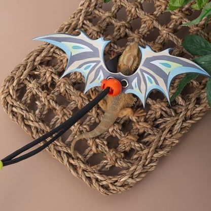 COMSUN 2 Pack Bearded Dragon Harness Leash Set with Leather Dinosaur Wings