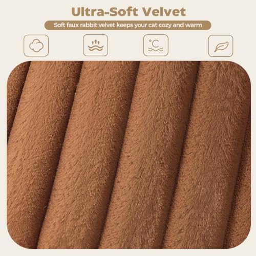 Avont Cat Bed for Indoor Cats, Fluffy Washable with Raised Rim