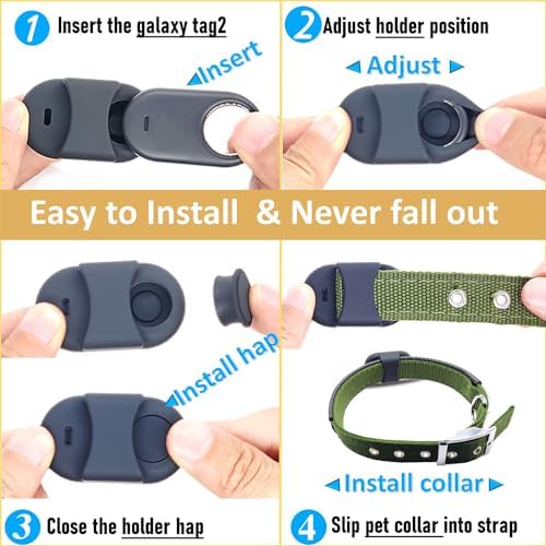 Silicone Holder for Samsung Galaxy smarttag2 for Dog Collar (Black,2 Packs)