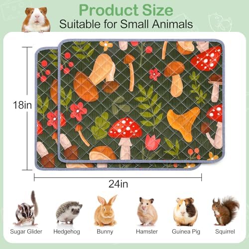Unicorn Catcher 2 Pack Washable Guinea Pig Cage Liner, Waterproof Bedding