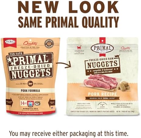 Primal Freeze Dried Raw Cat Food Nuggets, Pork, 5.5 oz