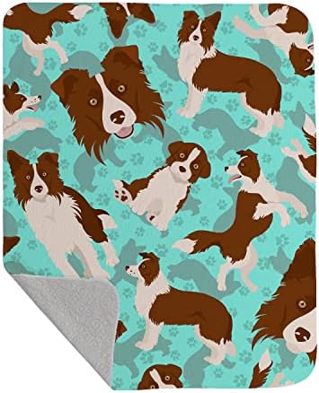 Caroline's Treasures MLM1063LQB Red Border Collie Quilted Blanket 50x60 Artwork Pattern Quilted Throw Blanket for Bed, Couch, Sofa, Soft and Lightweight