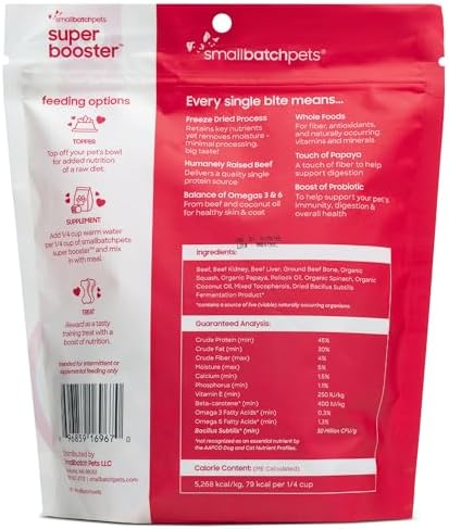 smallbatch Freeze Dried Dog Treat or Topper with Probiotics, Beef 7oz
