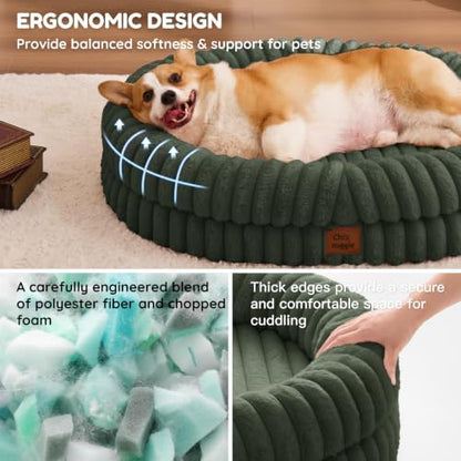 ChiXnuggle Orthopedic Dog Bed, Washable Cover, Faux Fur Bolster Pet Couch