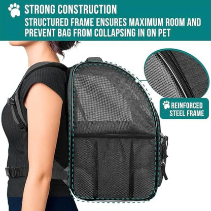 PetAmi Dog Backpack Carrier Airline Approved Cat Pet Puppy Bag, Charcoal