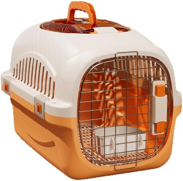 Cat Carrier Airline Approved, Portable Pet Travel Crate with Anti-Stress Design for Cats & Small Dogs, Car Safe Kennel with Top Window (Orange)
