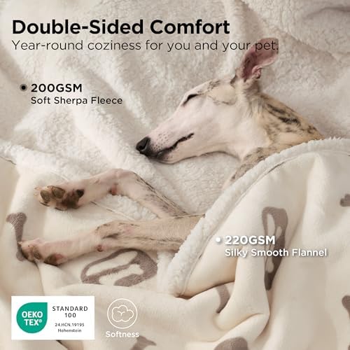 Bedsure Waterproof Dog Blankets for Large Dogs - 40"X50", Beige