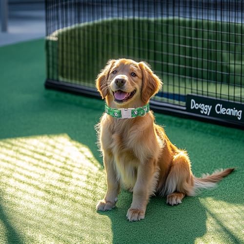 Cute Dog Collar, Green Soccer Boy Dog Collars - Soft Adjustable Everyday Collars for Small Medium Large Dogs, Durable Metal Buckle Male Dogs Collar XS