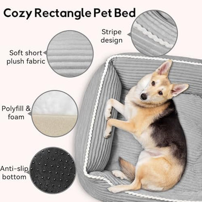 Zerbuger 25in Grey Rectangle Cat Dog Bed Machine Washable Sleeping Sofa
