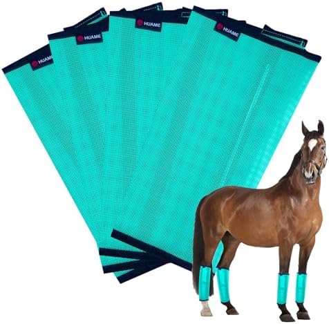 Horse Fly Boots, Breathable Mesh Protection Set of 4, Comfortable Horse Leggings, Breathable Mesh Design, Equine Supplies for Reduce Stomping, Hoof Damage & Leg Fatigue (Green, Medium)
