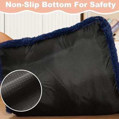 Bedfolks Waterproof Dog Crate Bed, Plush Dog Pad, 41"x27", Solid Dark Blue