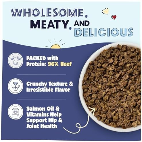 Pawstruck Air Dried Dog Food with Real Beef, Grain-Free, Made in USA, Non-GMO & Vet Recommended, High Protein Limited Ingredient Full-Feed for All Breeds & Ages, 2lb Bag