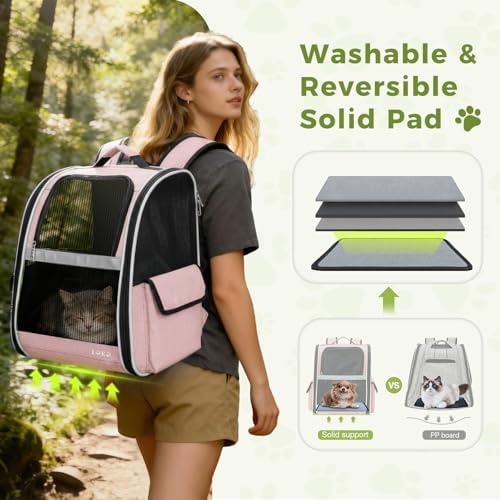 Lekereise Cat Backpack Carriers, Dog Carrier Backpacks with Breathable Mesh for Small Medium Cats Dogs Puppy Up to 18 Lbs, Pet Foldable Carrying Backpack Ventilated for Travel Hiking Collapsible