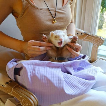 Ferret Sling Carrier, Front Backpack for Ferret Rabbit Puppy Kitten(Purple)