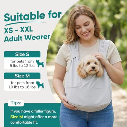 Dog Sling Carrier Front with Thicken Bottom Support for Small Dogs 5-12 lb