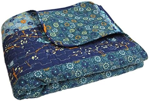 Lush Decor Royal Empire Reversible Cotton Throw Blanket, 50" W x 60" L, Peacock - Throw Blankets for Bed - Couch Blanket - Boho Throw Blanket for Couch