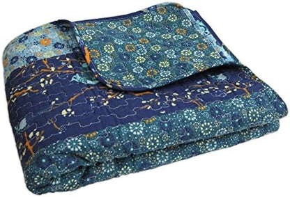 Lush Decor Royal Empire Reversible Cotton Throw Blanket, 50" W x 60" L, Peacock - Throw Blankets for Bed - Couch Blanket - Boho Throw Blanket for Couch