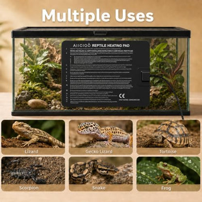 Aiicioo Reptile Heating Pad - Hermit Crab Heater Heat Mat for Reptiles Snake Lizard Terrarium 16 Watt
