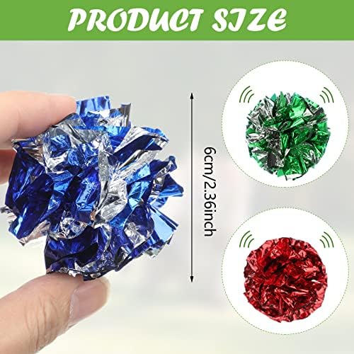 Silkfly 30 Pcs Cat Crinkle Balls Toys 2.36" Interactive Colorful
