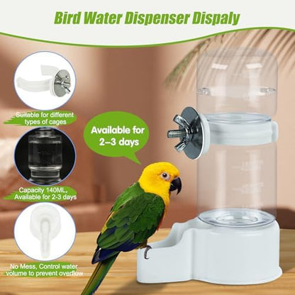 Automatic Bird Cage Water Dispenser, 4.73 oz Parakeet Water Feeder