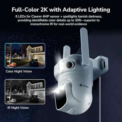 Kittyhok Home Security Camera System Wireless, 2K Triple Lens Cameras