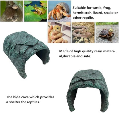 Reptile Rock Hide Cave Large Terrarium Habitat Decor Rock Turtle Hide Tortoise Aquarium Hideout for Lizards Snake Amphibians Fish