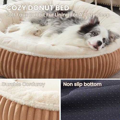 45 inches Calming Donut Dog Bed for Extra Large Dogs,Mocha