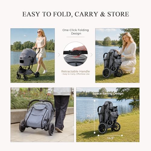 MUTTROS Pet Stroller for Dogs & Cats, 66lbs, Black