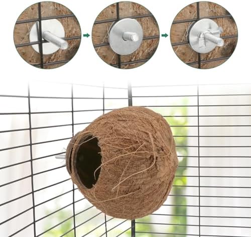 Hypeety Pet Bird Breeding Nest Natural Coconut Bird Hideout Hut for Cage