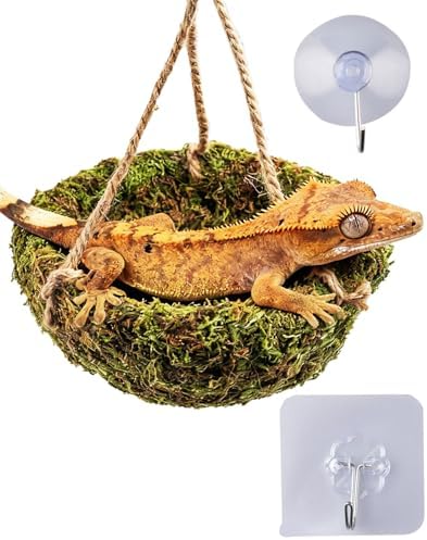 Handmade Crested Gecko Tank Decor – Hanging Shelter for Bearded Dragon Accessories, Reptile Hammock, Hermit Crab, Snake and Other Small Reptiles