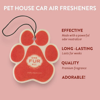 One Fur All Pet House Air Freshener - Ruby Red Grapefruit Pack of 4 - Non-toxic, Pet-Friendly for Small Spaces & Car - Hanging Odor Eliminating