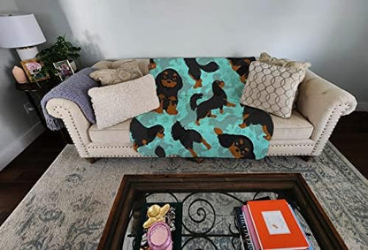 Caroline's Treasures MLM1038LQB Black and Tan Cavalier King Charles Spaniel Quilted Blanket 50x60 Artwork Pattern Quilted Throw Blanket for Bed, Couch, Sofa, Soft and Lightweight