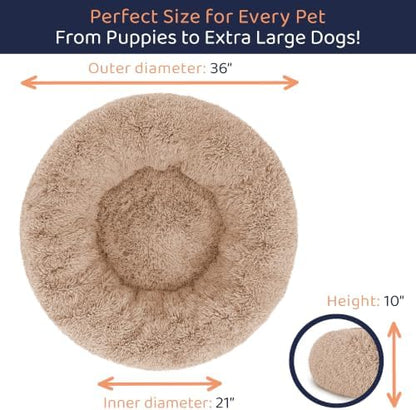 Calming Donut Dog Bed for Small Dogs, Round Dog Bed for Medium & Large Dogs