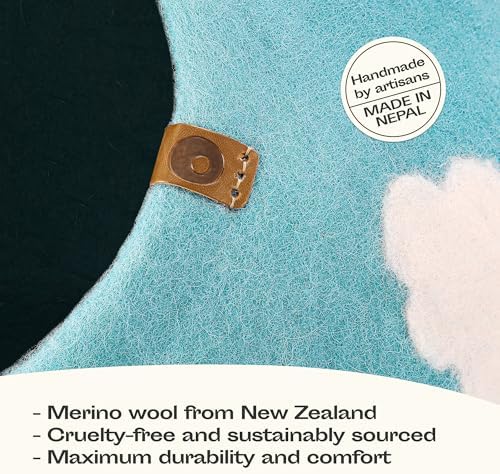 MEOWFIA Cat Cave - Merino Wool Bed for Indoor Cats (Cloud Nap Blue, Medium)