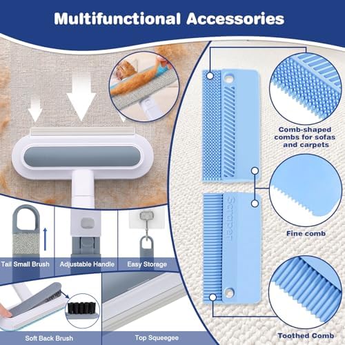 Carpet Rake for Pet Hair Removal: Adjustable 54" Handle No Bending