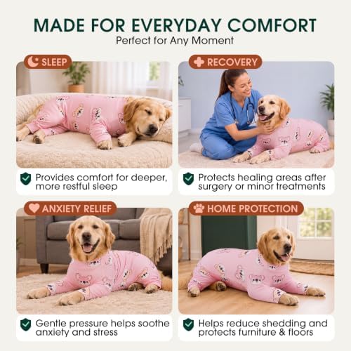 Kuoser Dog Recovery Suit, Anti-Licking Pajamas for Wounds
