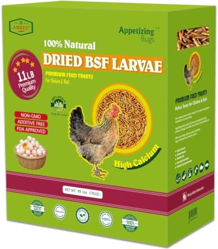 Amzey 11 LB Dried Black Soldier Fly Larvae, High-Calcium Chicken Treats