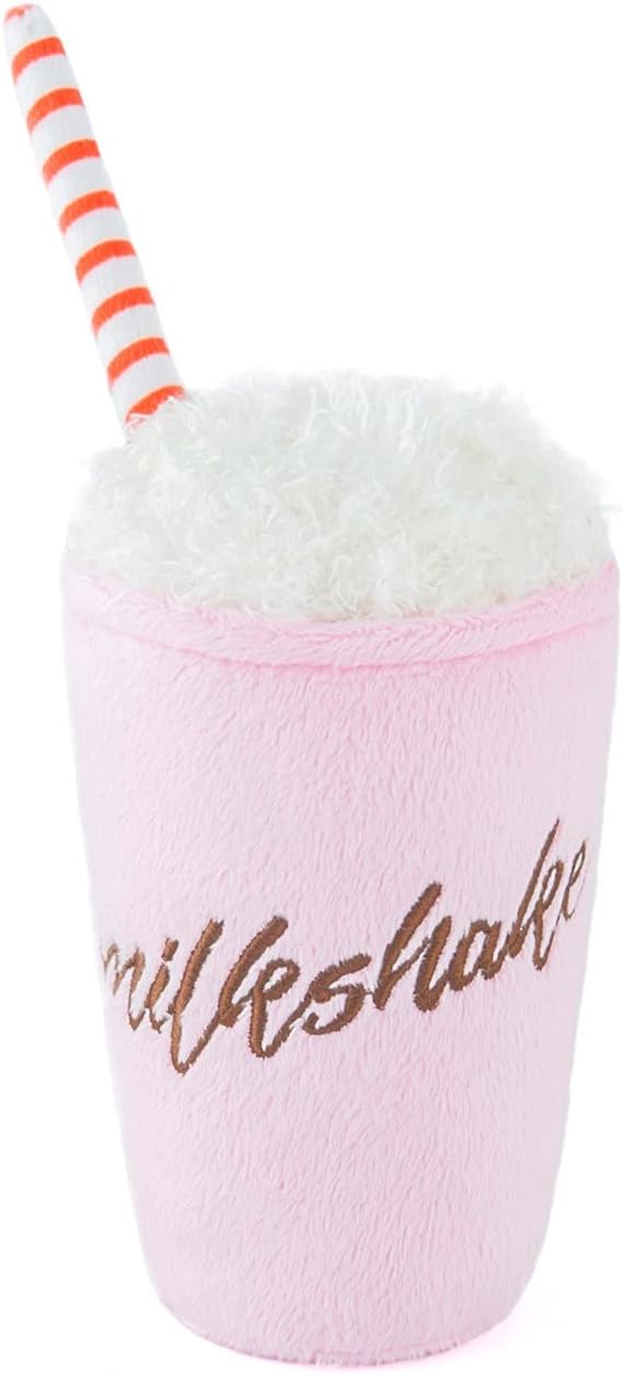 P.L.A.Y. Cute Plush Dog Toys - Fast Food Themed Durable Squeaker Chew Toy, Great for Puppies & Small, Medium, Large Dogs - Machine Washable, Recycled Materials (American Classic Milkshake, X-Small)