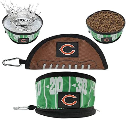 NFL Chicago Bears Pets First Collapsible Dog Travel Bowl Set, Food and Water Bowls for Dogs, Best Portable & Lightweight Leak-Proof Dog Bowls for Travel