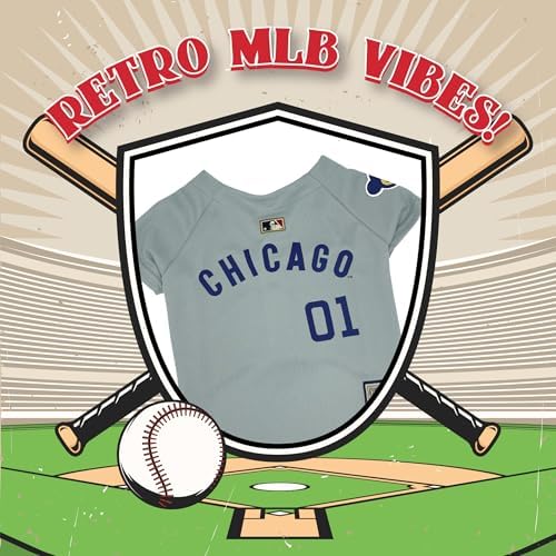 MLB Chicago Cubs Vintage Throwback Jersey for Dogs & Cats in Team Color. Comfortable Polycotton Material, Large