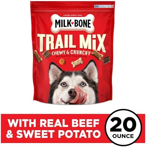 Milk-Bone Trail Mix Chewy & Crunchy Dog Treats, Real Beef & Sweet Potato, 20 Ounce (Pack of 2)