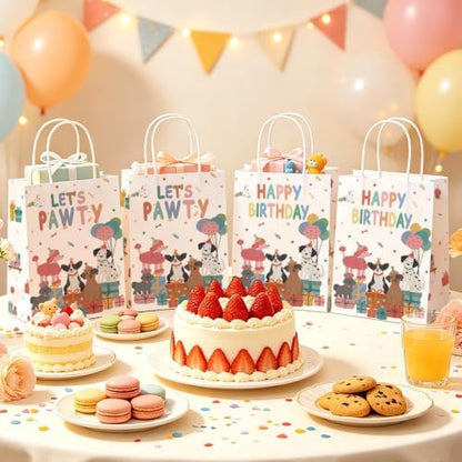 Greencian 16Pcs Pet Dog Birthday Party Favor Bags Let's Pawty Goodie Bags