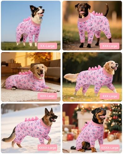 CuteBone Dinosaur Costume Dog Pajamas, Stretchy Spandex Crystal Velvet Sleepwear Coat for Small Dogs, Soft & Warm Pet Outfit Clothes for Cold Weather, Cozy Pullover Design COSP09-4XL