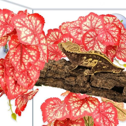 QUOZUO 2 Pack Reptile Plants for Terrarium, Artificial Leaves Habitat Decorations with Suction Cups, Terrarium Hanging Plants Vines for Bearded Dragons Lizards Snake Geckos Frogs - Red