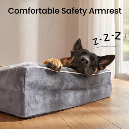 OhGeni Orthopedic Extra Large Dog Bed Couch, Memory Foam, 44-inch (Gray)